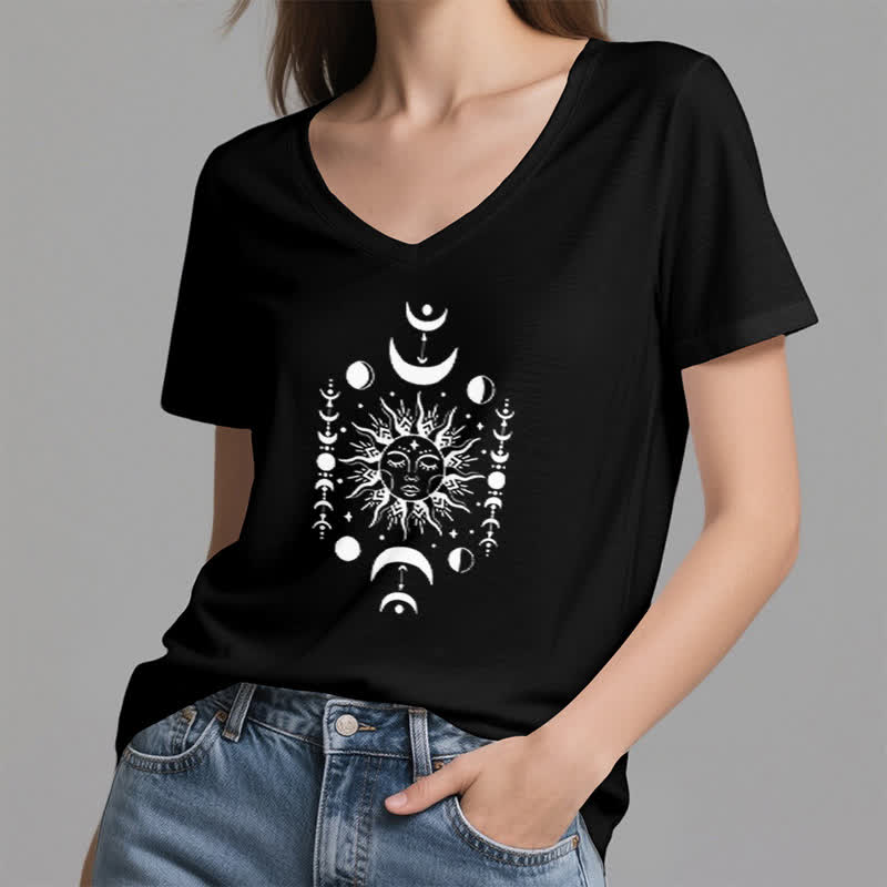 Camiseta de yoga estética Olivenorma con cuello en V y sol y luna - image 12