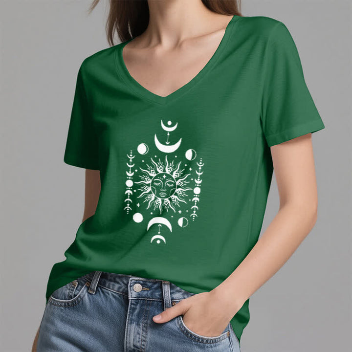 Camiseta de yoga estética Olivenorma con cuello en V y sol y luna - image 6