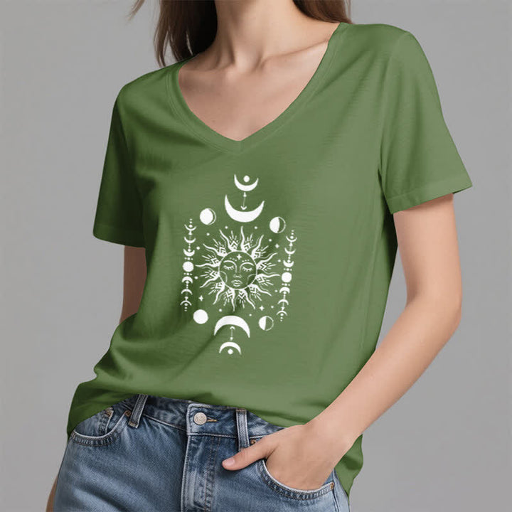 Camiseta de yoga estética Olivenorma con cuello en V y sol y luna - image 8