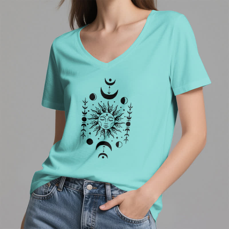Camiseta de yoga estética Olivenorma con cuello en V y sol y luna - image 24