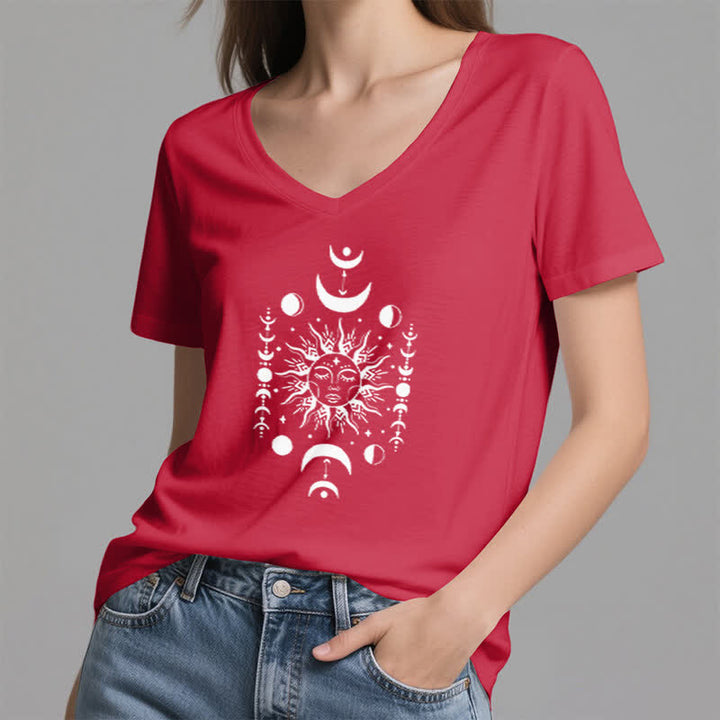 Camiseta de yoga estética Olivenorma con cuello en V y sol y luna - image 14