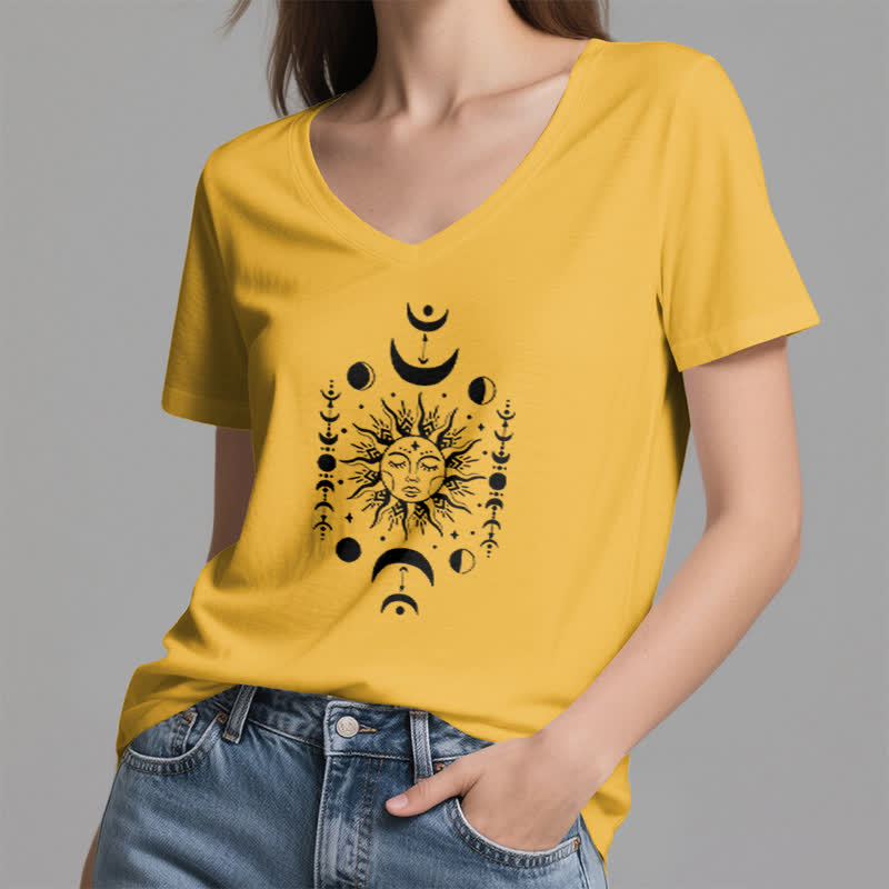 Camiseta de yoga estética Olivenorma con cuello en V y sol y luna - image 16
