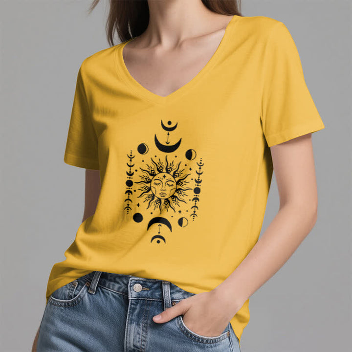 Camiseta de yoga estética Olivenorma con cuello en V y sol y luna - image 16