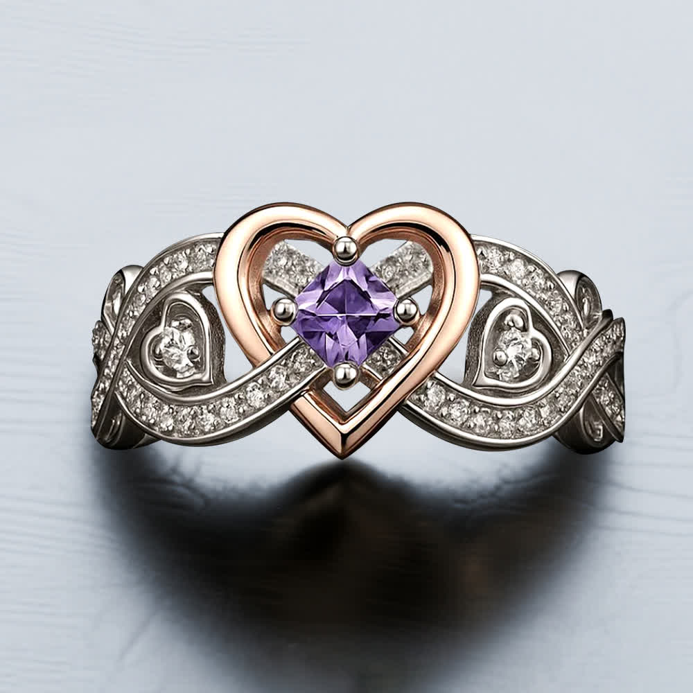 Anillo de amor de amatista con corazón de Olivenorma Freyja - image 5