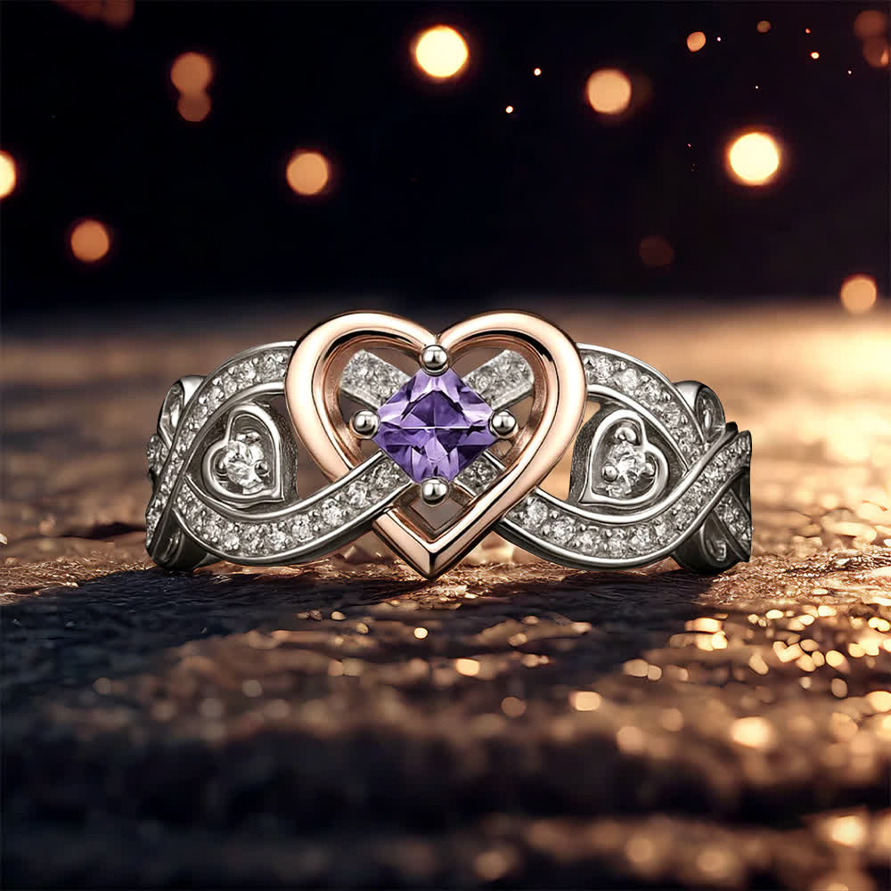 Anillo de amor de amatista con corazón de Olivenorma Freyja - Estados Unidos 11 - image 1