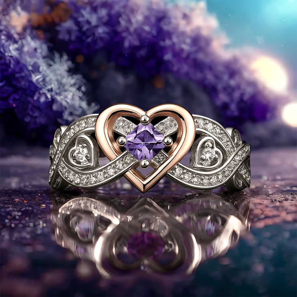 Anillo de amor de amatista con corazón de Olivenorma Freyja - image 4