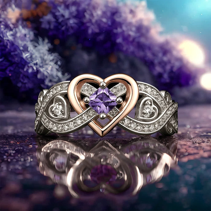 Anillo de amor de amatista con corazón de Olivenorma Freyja - image 4