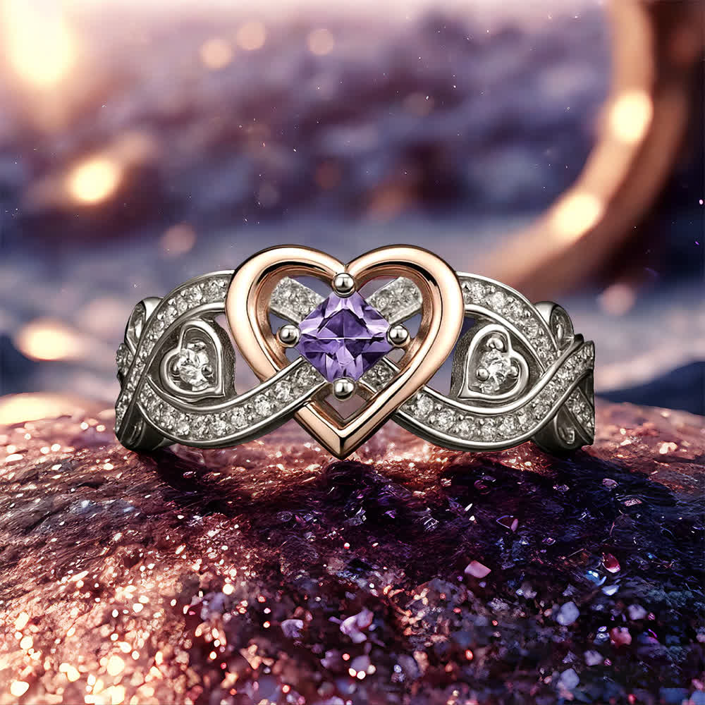Anillo de amor de amatista con corazón de Olivenorma Freyja - image 3