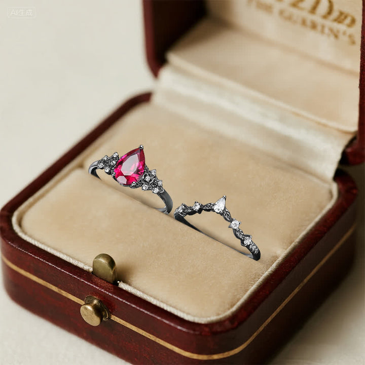 Anillo de granate y obsidiana con corona del guardián de Olivenorma - image 4