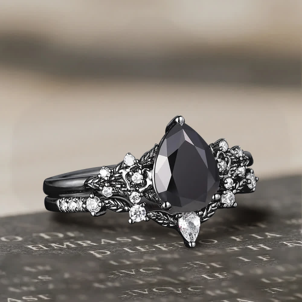 Anillo de granate y obsidiana con corona del guardián de Olivenorma - image 12