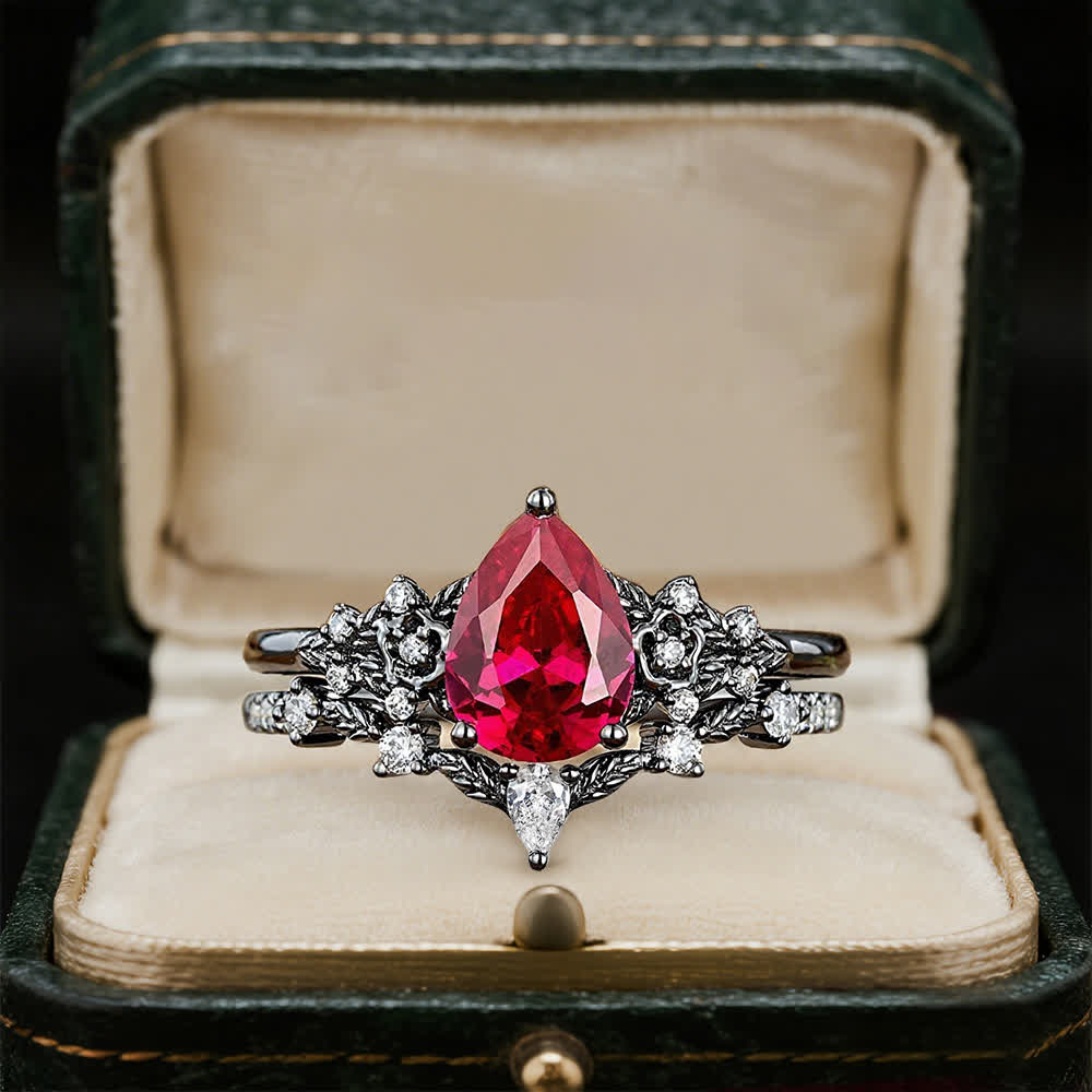 Anillo de granate y obsidiana con corona del guardián de Olivenorma - image 3