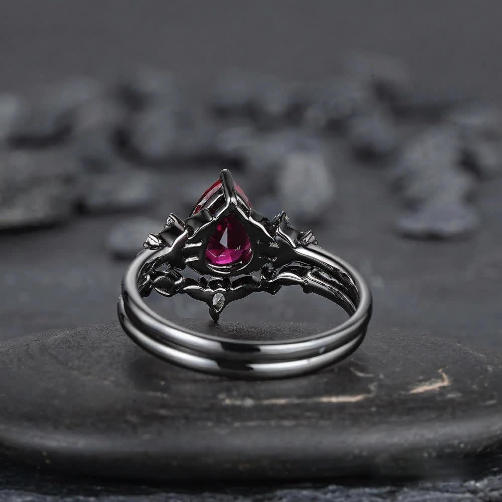 Anillo de granate y obsidiana con corona del guardián de Olivenorma - image 8