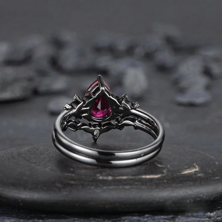 Anillo de granate y obsidiana con corona del guardián de Olivenorma - image 8