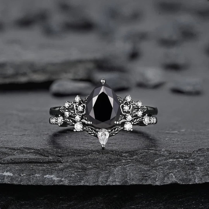 Anillo de granate y obsidiana con corona del guardián de Olivenorma - image 16