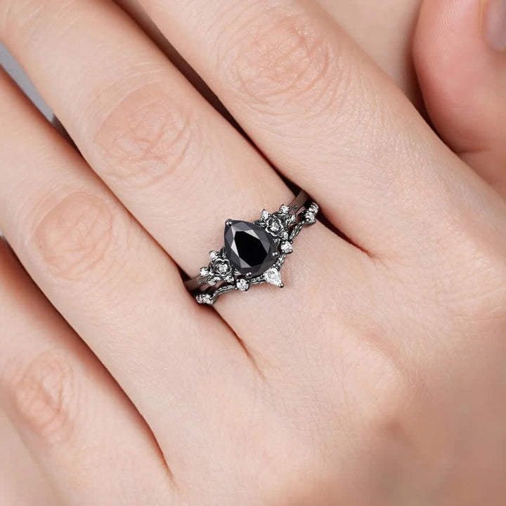 Anillo de granate y obsidiana con corona del guardián de Olivenorma - image 11