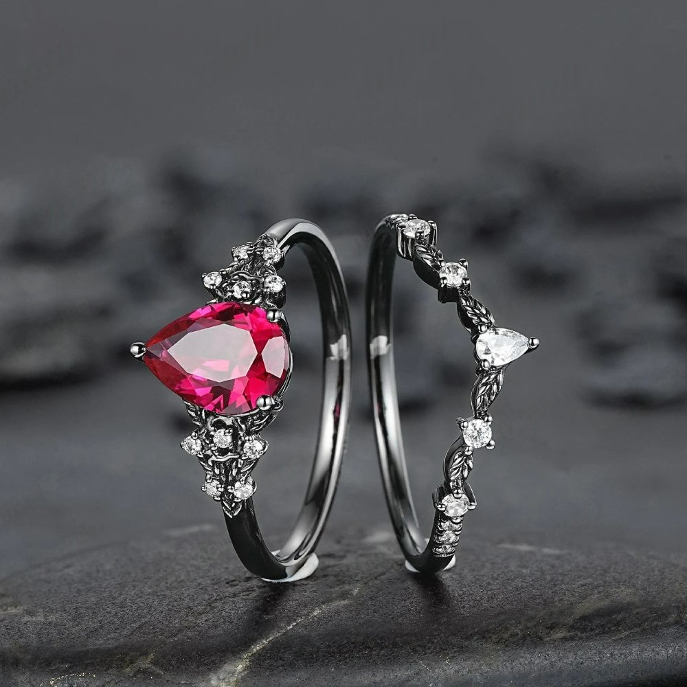 Anillo de granate y obsidiana con corona del guardián de Olivenorma - image 6