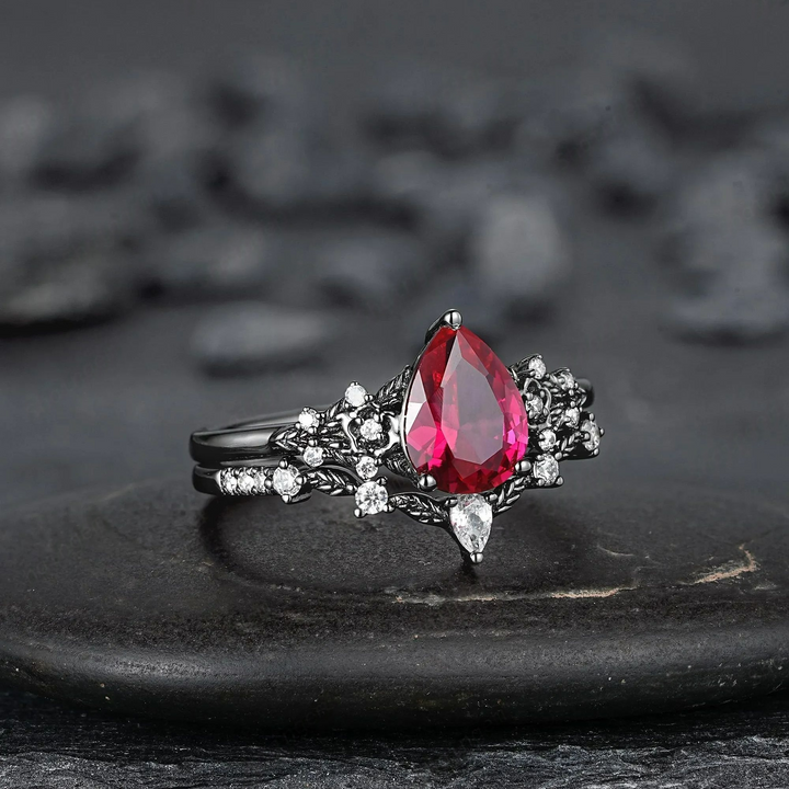 Anillo de granate y obsidiana con corona del guardián de Olivenorma - image 7