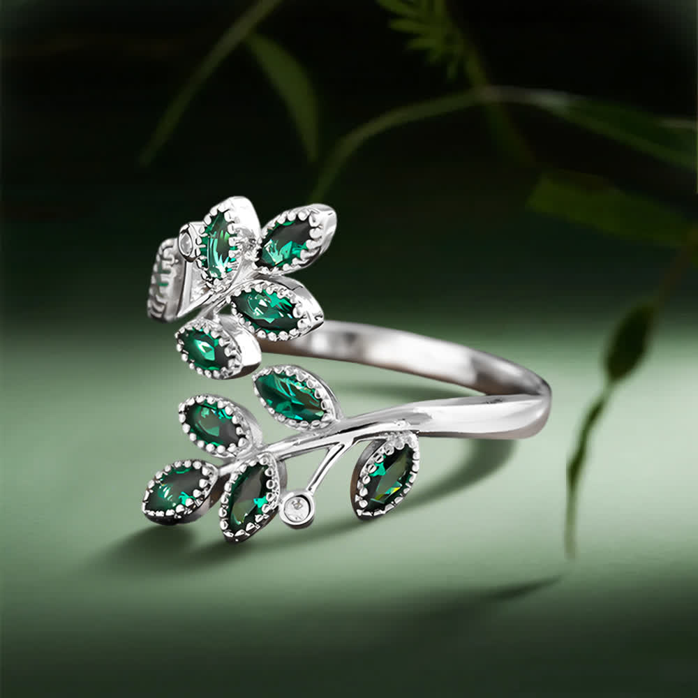 Anillo de hojas majestuosas del bosque de Olivenorma - Ajustable - image 1