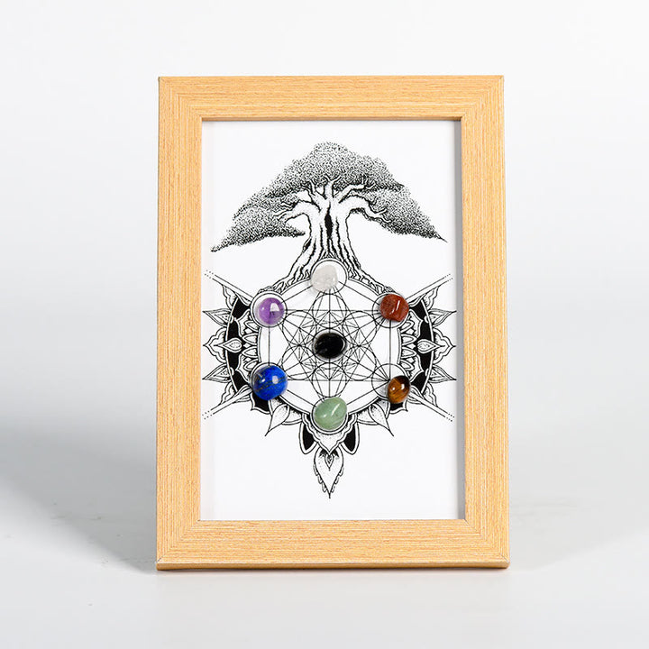Marco de fotos con diseño de árbol de la vida y chakras de Olivenorma