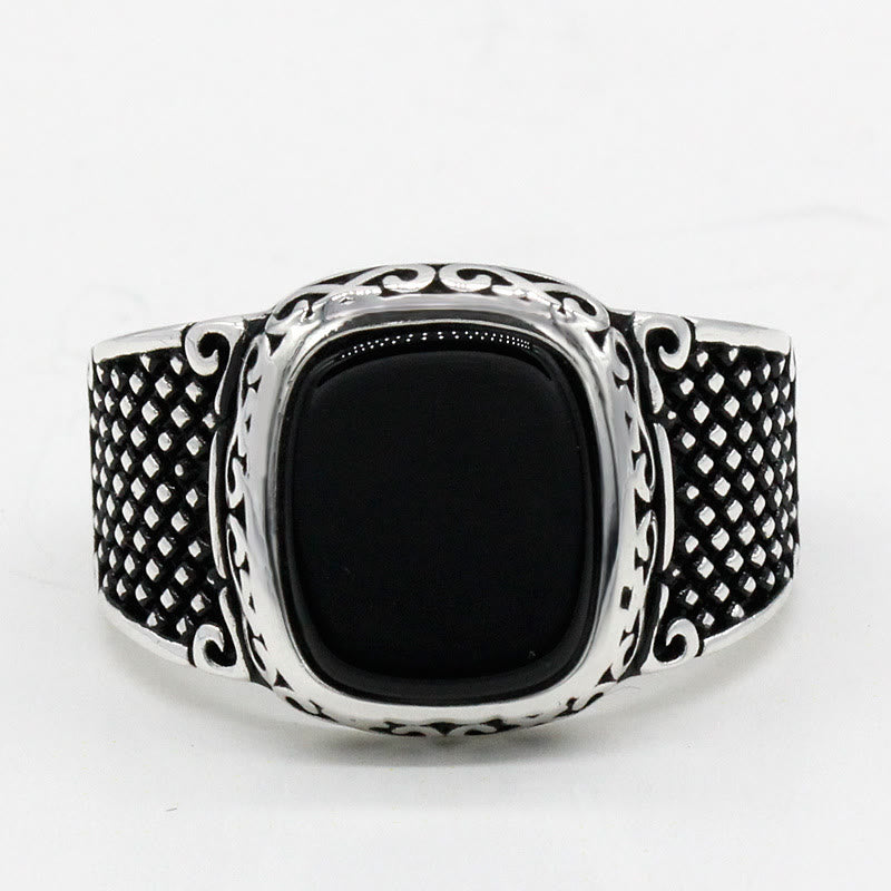 Anillo de plata de ley con ónix negro de Olivenorma para hombre