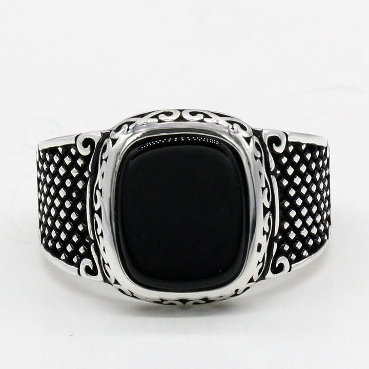 Anillo de plata de ley con ónix negro de Olivenorma para hombre