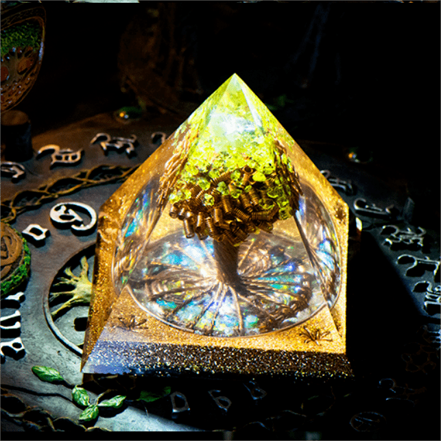 Pirámide de orgón de peridoto del árbol de la vida de Olivenorma