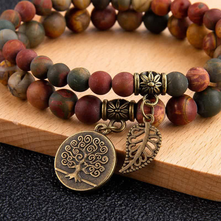 Pulsera de calma y paz con jaspe pictórico de Olivenorma