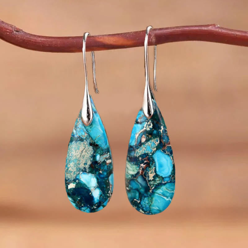 Pendientes de piedra emperador con forma de gota de Olivenorma