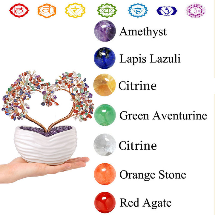 Árbol de Feng Shui con piedra de cristal natural Olivenorma Chakra