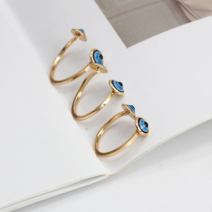 Anillo de mujer con ojo malvado bañado en oro y circonita blanca de Olivenorma 