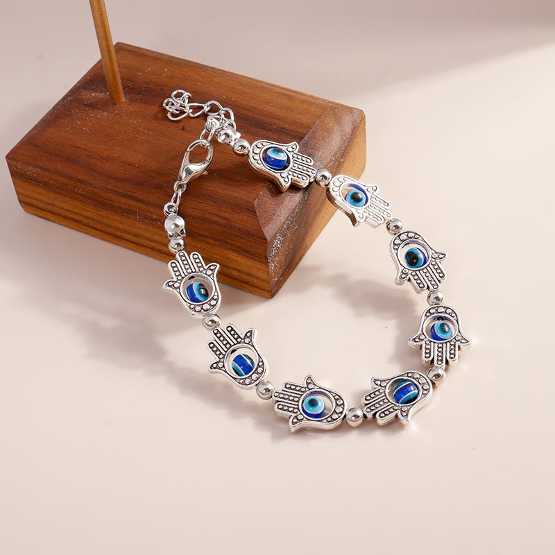 Pulsera Hamsa con ojo turco y turquesa natural de Olivenorma 