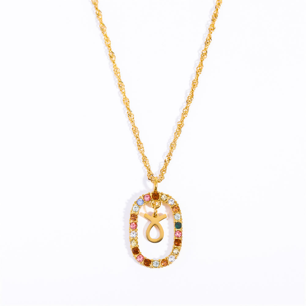 Collar con constelación del zodiaco ovalada calada con circonitas de Olivenorma 