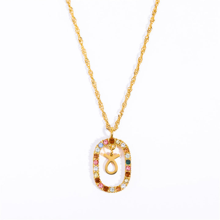 Collar con constelación del zodiaco ovalada calada con circonitas de Olivenorma 