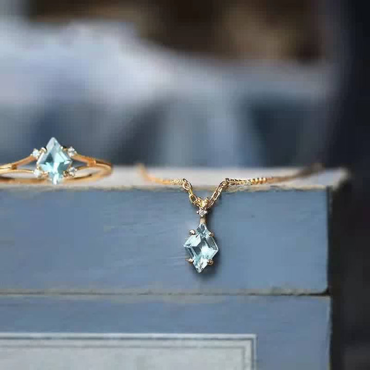 Collar de turmalina Paraiba rómbica delicada de Olivenorma