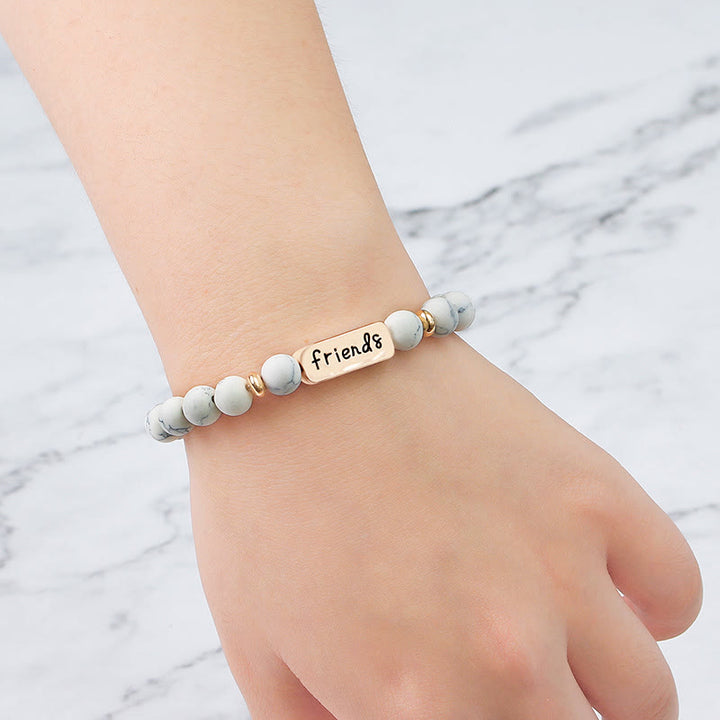 Juego de pulseras con grabado de 3 piezas con piedras preciosas naturales de Olivenorma Best Friend Forever