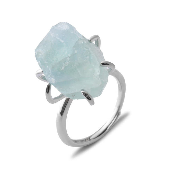 Anillo ajustable de cristal natural de seis garras de Olivenorma