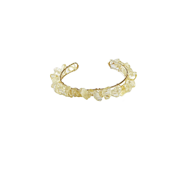 Pulsera de alambre enrollado con cuentas de grava de cristal natural de Olivenorma