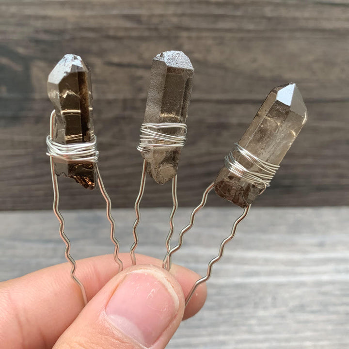 Horquilla de hilo de plata y cristal hecha a mano de Olivenorma