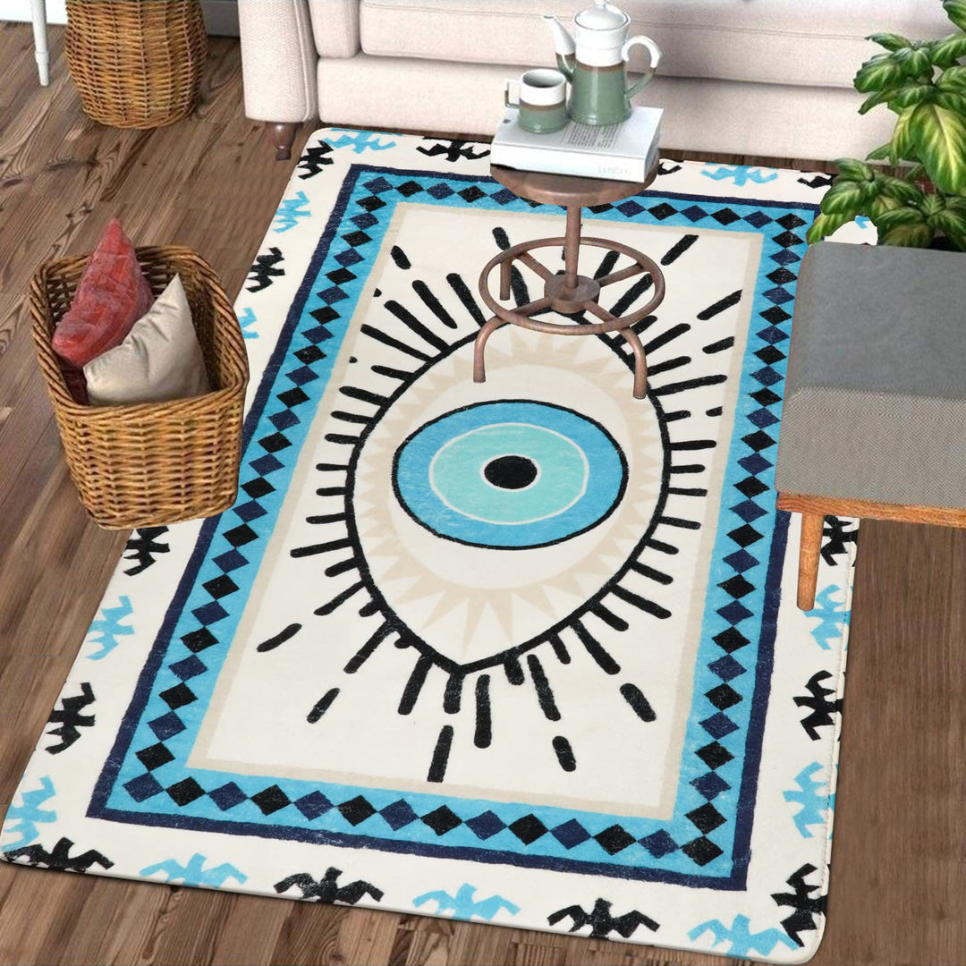 Alfombras lavables antibacterianas con diseño de ojo malvado azul de Olivenorma 