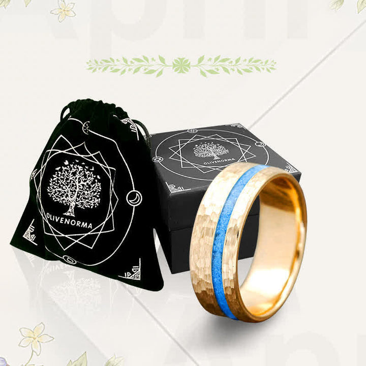 VERTIGO - Anillo de bodas de turquesa martillada 