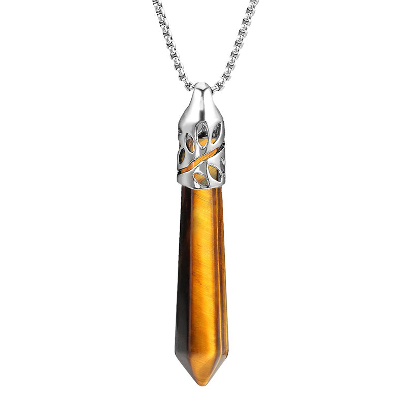 Collar de piedras preciosas protectoras con forma de bala de cristal