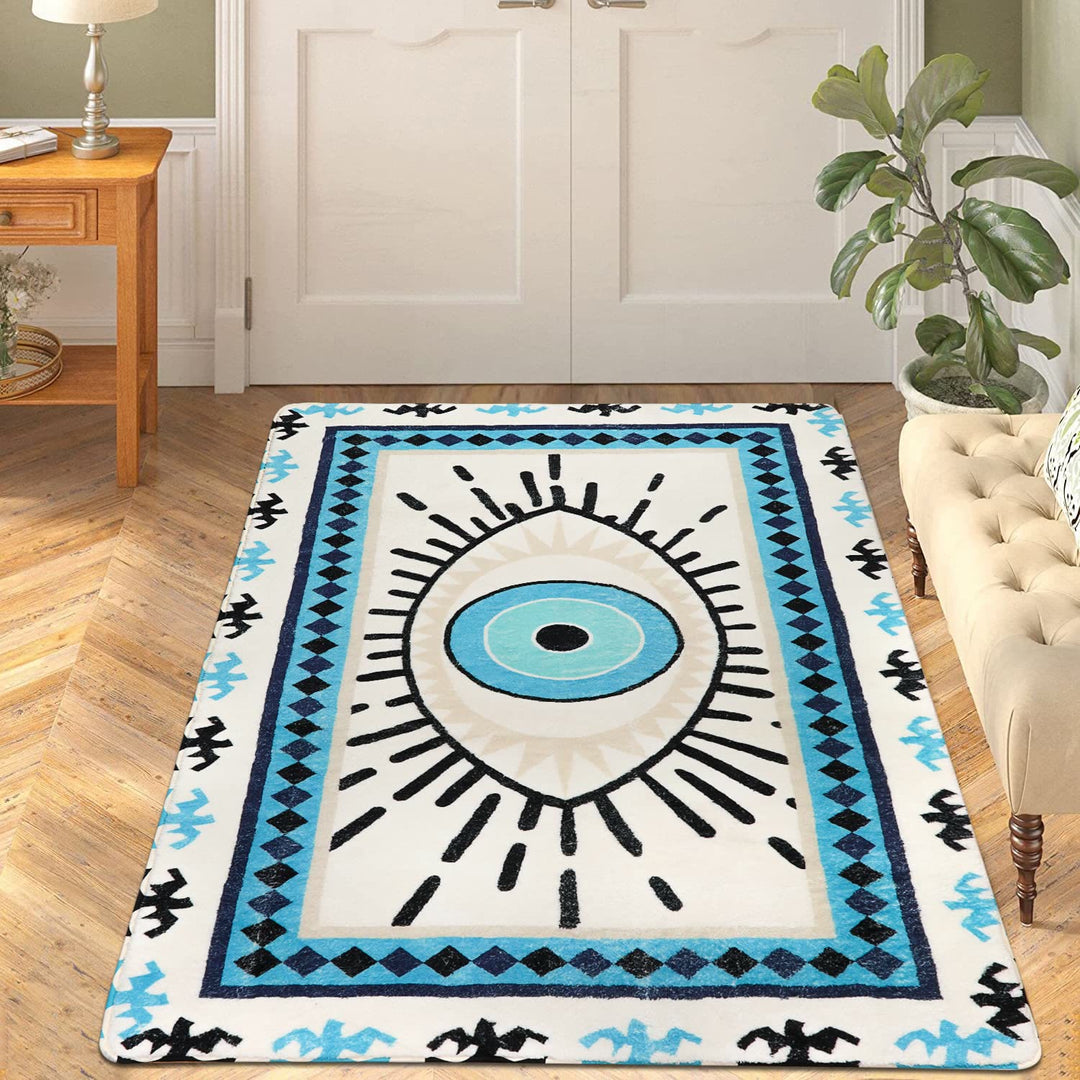 Alfombras lavables antibacterianas con diseño de ojo malvado azul de Olivenorma 