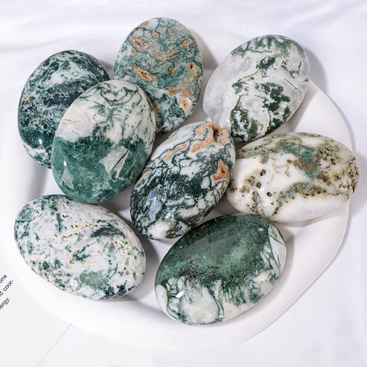 Compresa caliente de ágata musgosa de Olivenorma para masajes de belleza con piedra natural