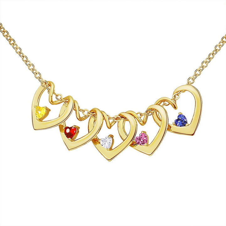 Collar con colgante de piedra natal en forma de corazón de cristal de la familia de Olivenorma Mom
