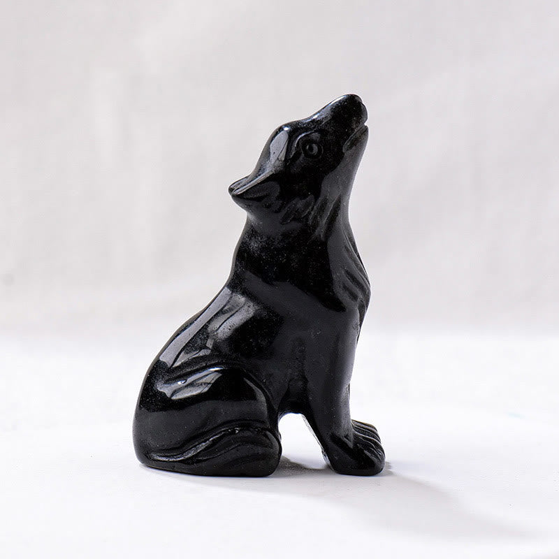 Adorno de piedra preciosa con forma de niño lobo de cristal natural de Olivenorma 