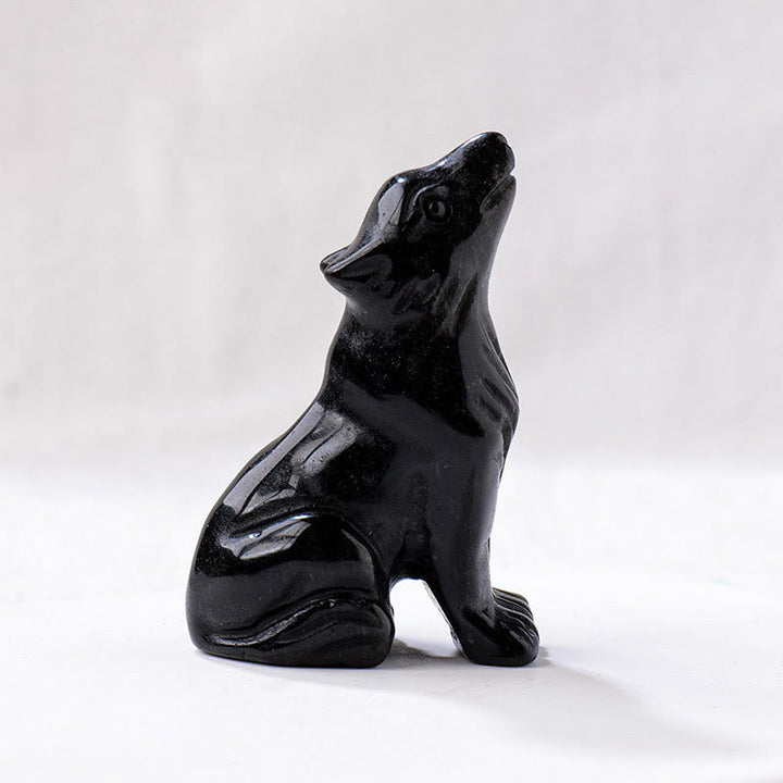 Adorno de piedra preciosa con forma de niño lobo de cristal natural de Olivenorma 