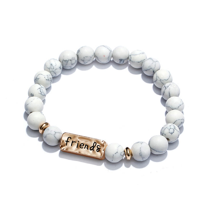Juego de pulseras con grabado de 3 piezas con piedras preciosas naturales de Olivenorma Best Friend Forever