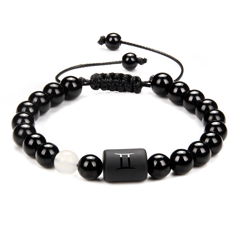 Pulsera tejida para hombre con ónix negro natural del zodiaco de Olivenorma