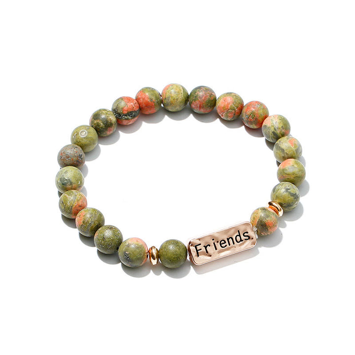 Juego de pulseras con grabado de 3 piezas con piedras preciosas naturales de Olivenorma Best Friend Forever