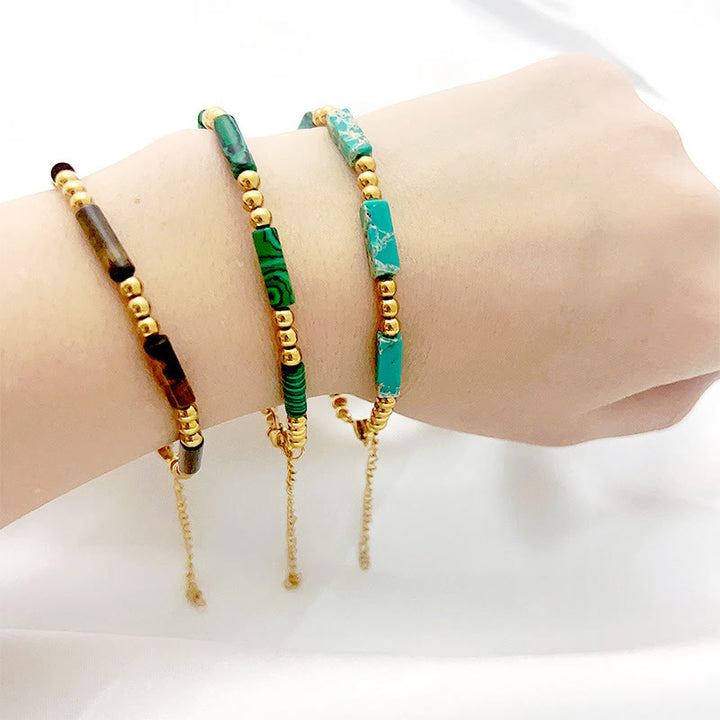 Pulsera de cuentas de tubo de piedra natural rectangular de Olivenorma